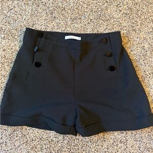 FRNCH Black High Waist Tailored Shorts